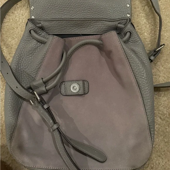 Rebecca Minkoff Keith Pebbled Leather and Suede Backpack Grey Convertible Gray - Picture 4 of 10